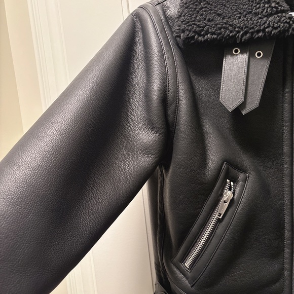Brand new Kooples Sherpa leather biker jacket - Picture 2 of 6